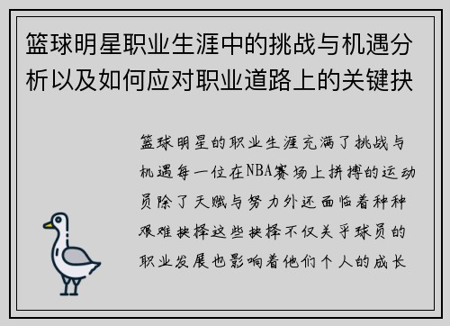 篮球明星职业生涯中的挑战与机遇分析以及如何应对职业道路上的关键抉择